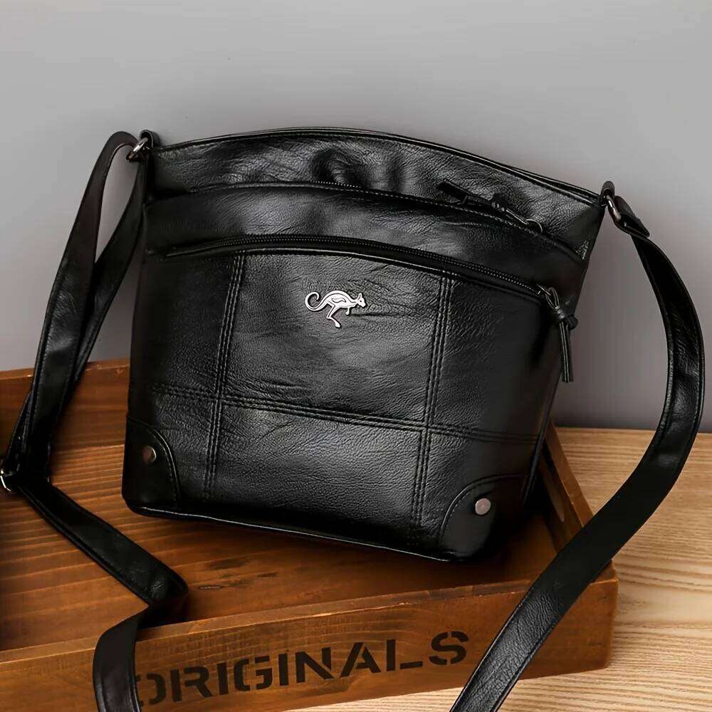 Elegant Vintage Style Shoulder Faux Leather Multiple Pockets Crossbody Bag, Adjustable Strap, Women's Commuter Work Purse XJ260129