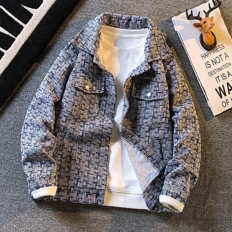 Luxury Brand Designer Clothes American Retro Small Fragrance Style Jacket For Men, Loose Casual Jacket, Spring And Autumn Houndstooth Shirt For Men, S