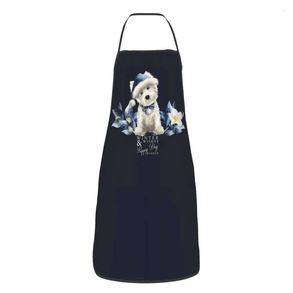 Cute West Highland White Terrier Dog Aprons for Women Men Westie Puppy Adult Kitchen Chef Bib Tablier Cuisine Cooking Baking S260205