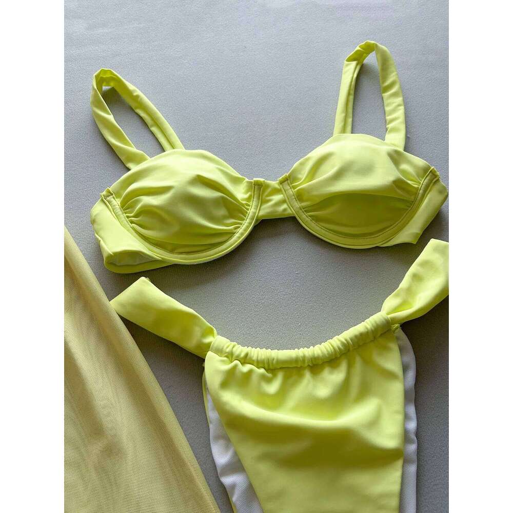 Sexy 2025 Push Up Bikini Set 3 Pieces Swimwear Low Waist Biquini Swimsuit Summer Brazilian Bathing Suit Floral Beachwear Skirt Z260206