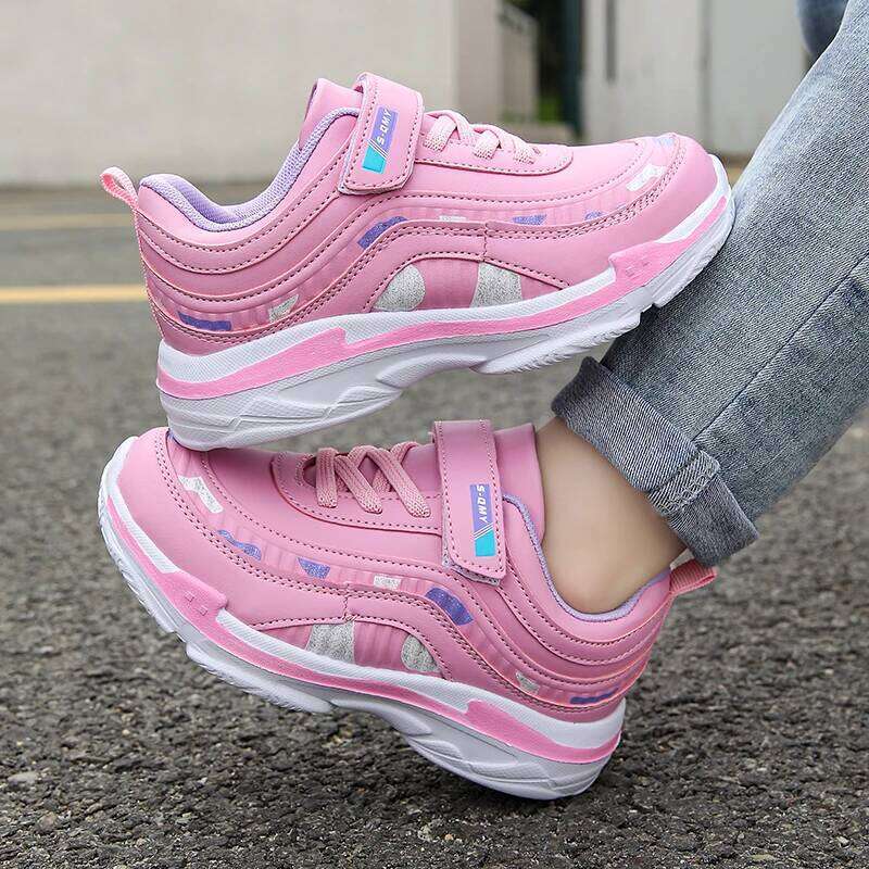 Cute Children Girls Luxury Leather Lightweight Kids Casual Shoes Running Sports School Tennis Sneaker for Girl 26Y0206