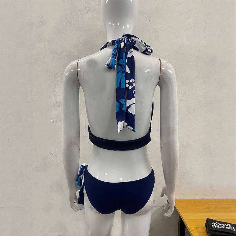 women's swimsuit 2025 Summer Tree Printed Swimming Clothes 2 Piece Swimsuit Sexy Tight Vest Crop Tops High Waist Bikini Z260206