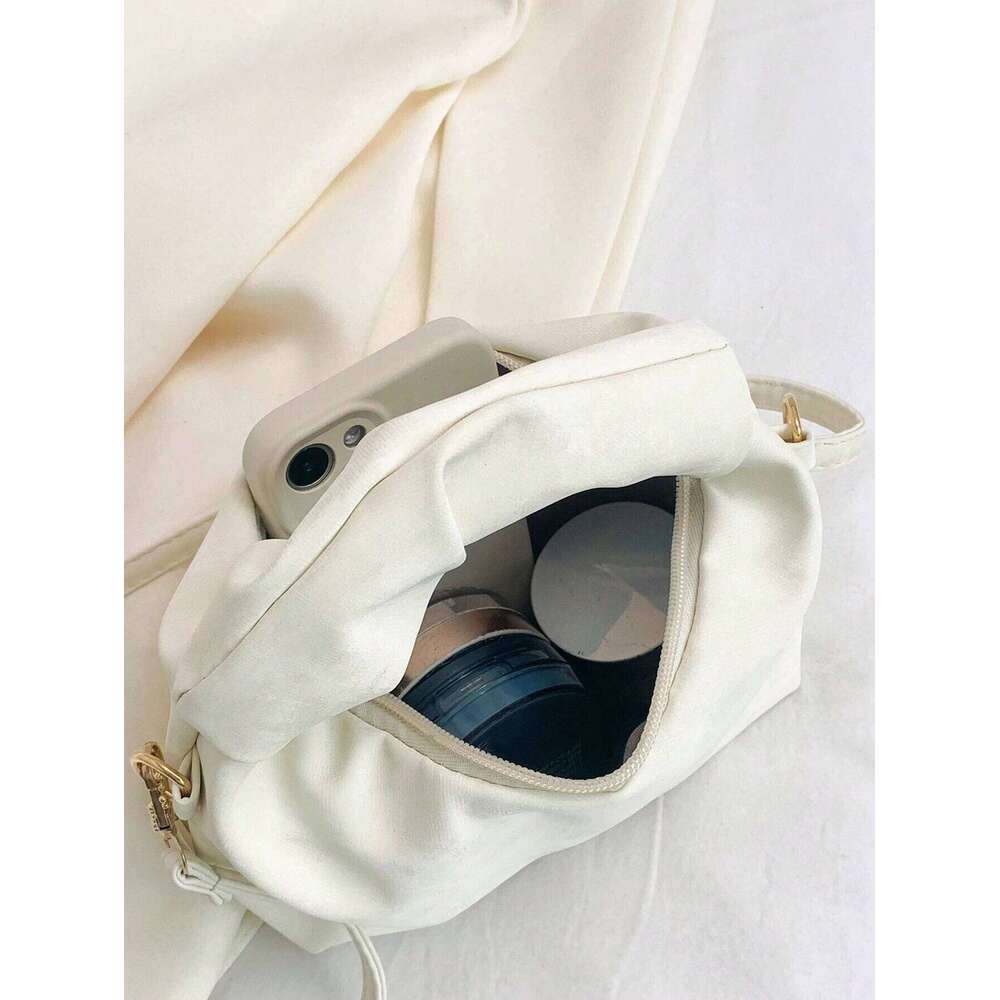 Solid Color Crescent Handbag For Women Chic Detachable Strap Hobo Crossbody Elegant Dumpling Pouch Women's Mobile Purse Bag Y260205