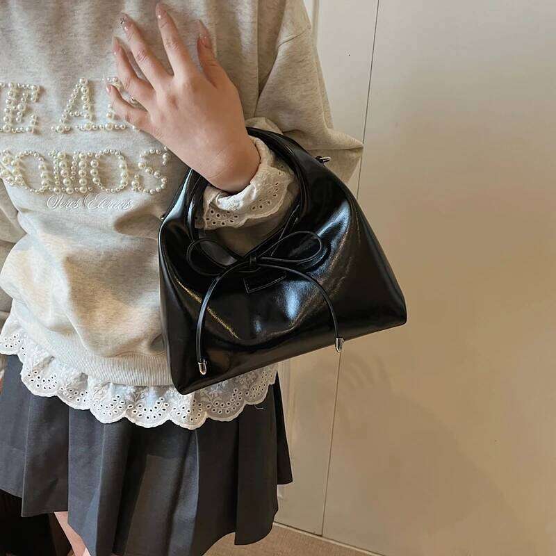 LEFTSIDE Mini PU Leather Saddle Bags Lady Crossbody Shoulder Bag for Women 2025 Spring Y2K Trend Bow Simple Handbags and Purses Y260205