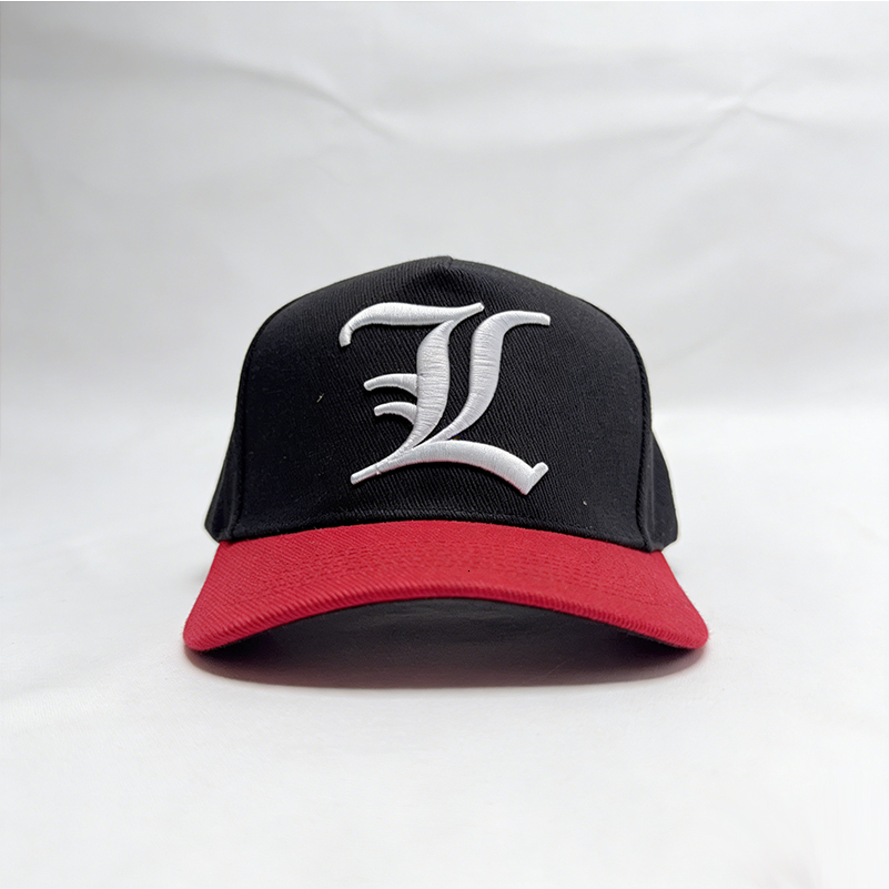 Men's Women's Black Red Flat Brim Cap White L Embroidery Mesh Hip Hop Streetwear Hat
