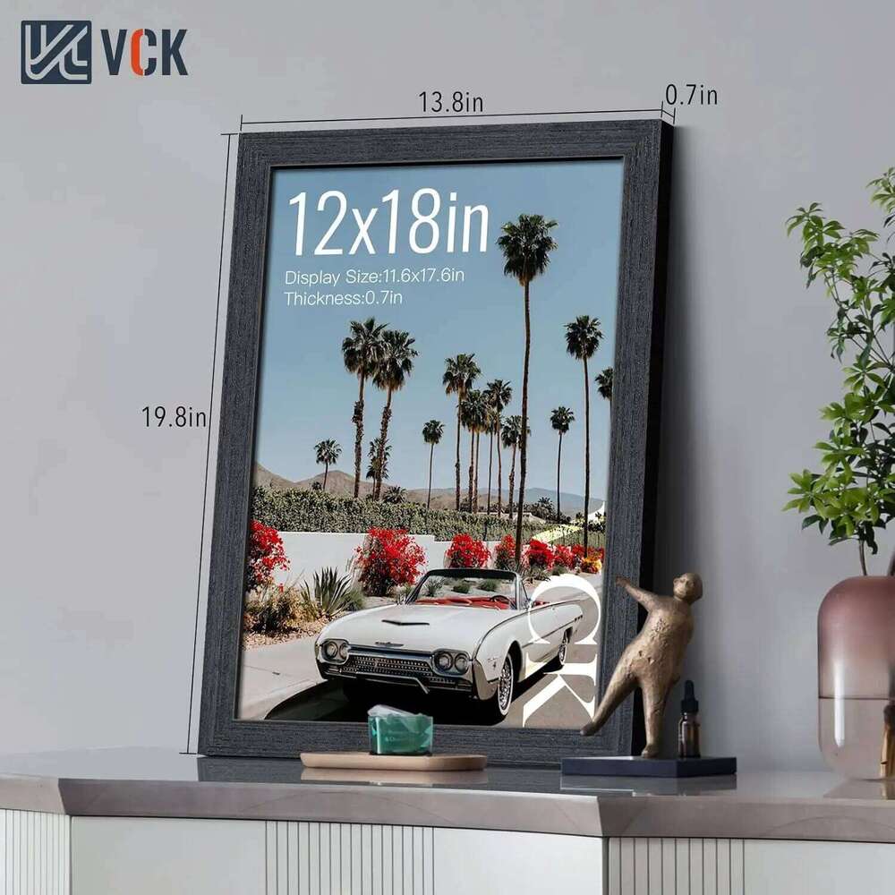 12x18 Black Oak Poster 3-Pack, Natural Grain Solid Wood Picture Frame for Wall Gallery Display S260205