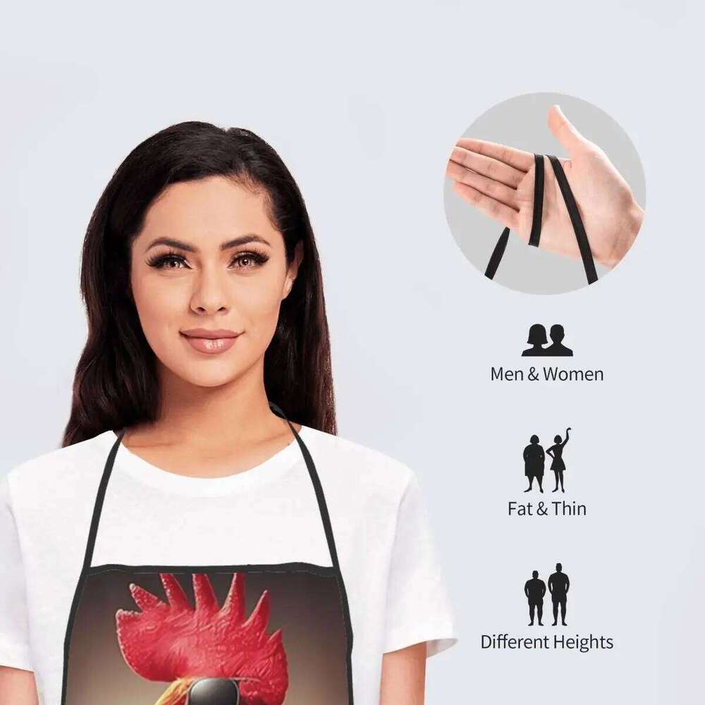 Playful Rooster Playing Guitar Aprons Chef Baking Tablier Sleeveless Bib Kitchen Cleaning Pinafore for Women Men Painting S260205 d54
