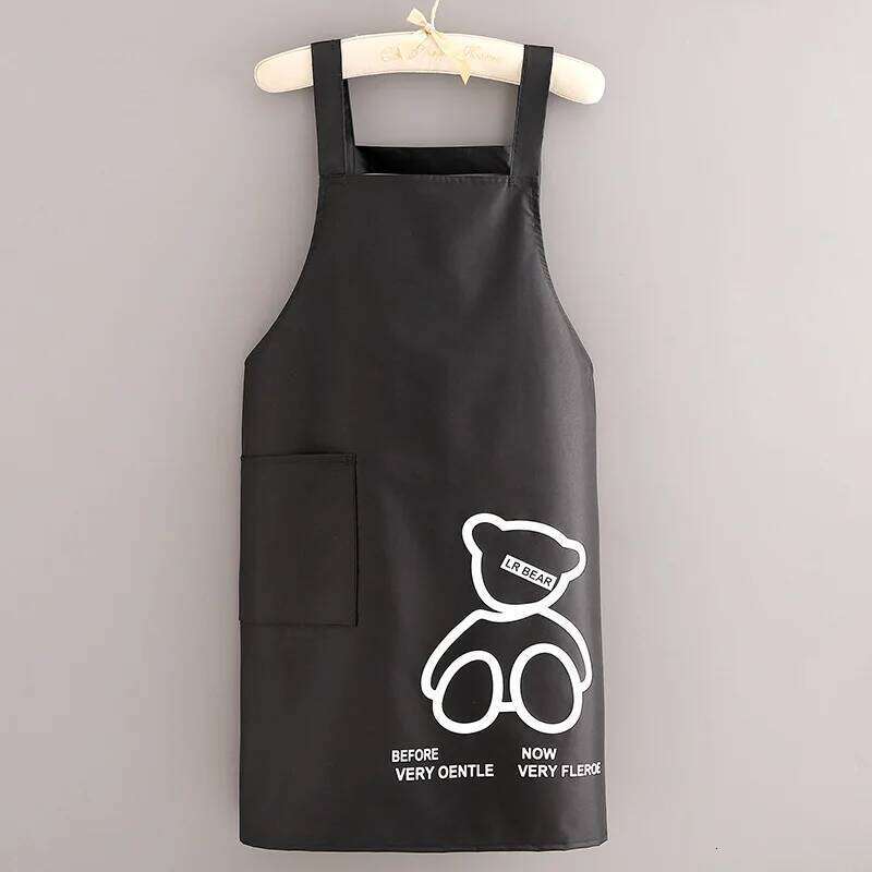 Strap Waterproof And Oil Resistant Bear Printed Adult Apron Household Cleaning Work Clothes Kitchen Accessories S260205 094
