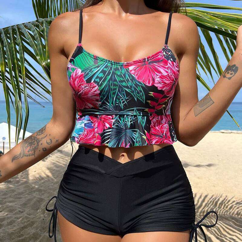 Summer Sexy Pink Swimsuits Tankini Set Female Two-piece Swimwear Beach Swim Wear Bathing Suits Pool Women's Swimming Suit 2026 XJ260206