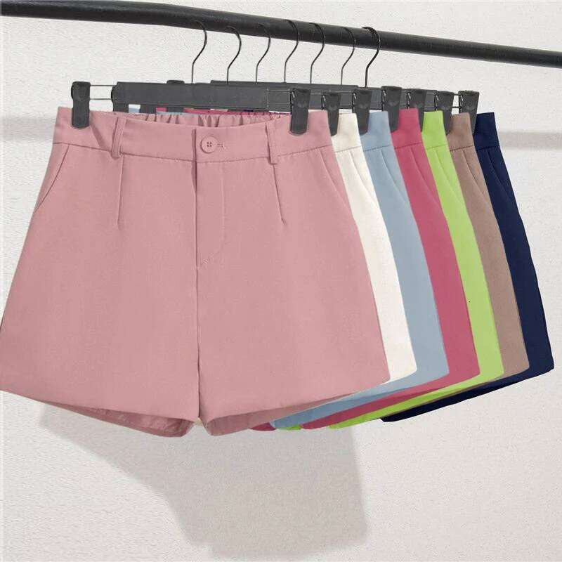 Solid Casual Elegant Trendy OL Office Lady Short Women's Pants Korean Sweet Fashion Elastic Waist Basic All-match Loose Shorts C260206