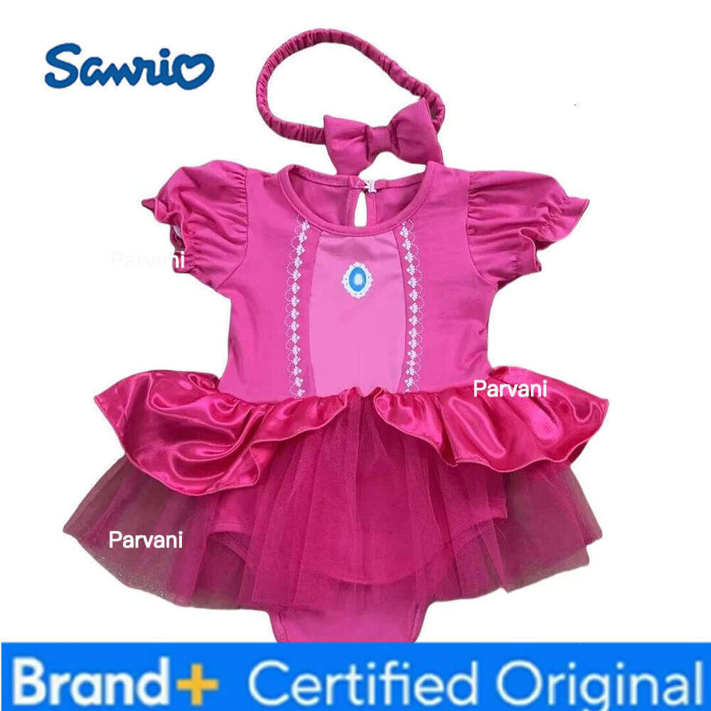 Sanrio Girl Romper Dress With Headband Size 3-18M Infant Clothes Rose Color Soft Baby Jumpsuits H260206 - view 6