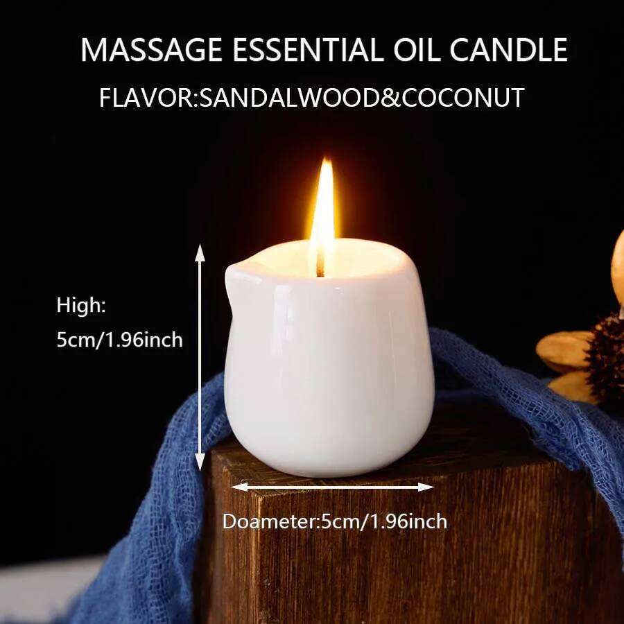 Fruity scented natural massage oil candle. Low heat. 1.69 oz, coconut wax. Hydrating. For home & V-Day. Natural luxury. Soothing S260205