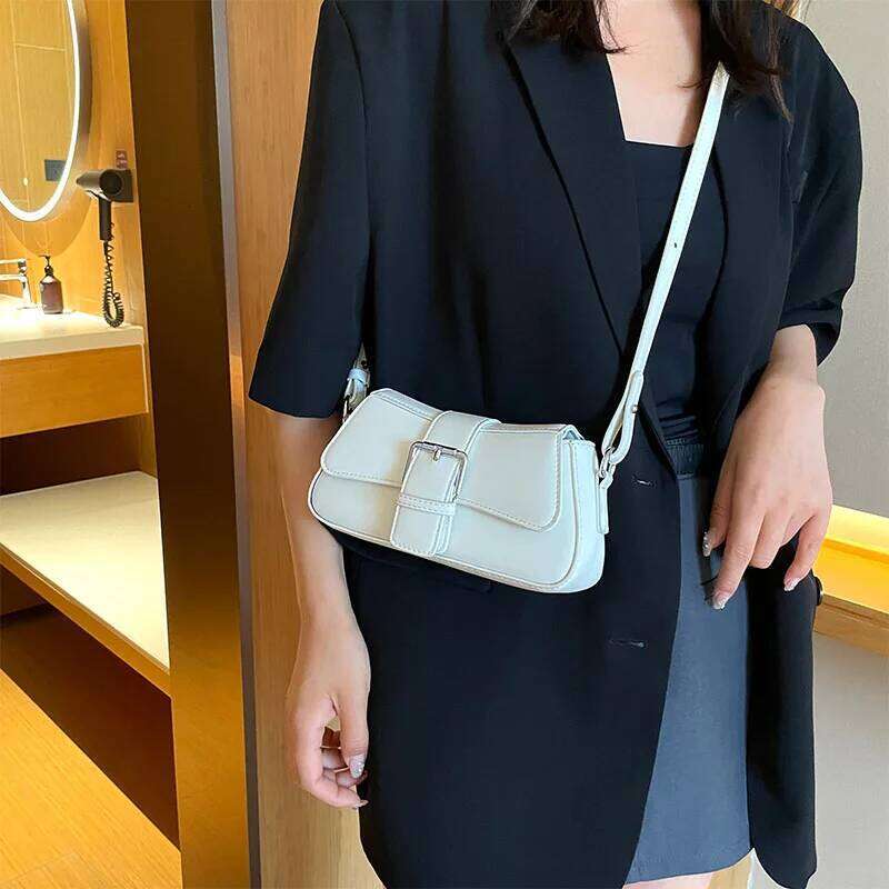 Solid color Leather Crossbody Bags For Women Luxury Brand Underarm Shoulder Bag Fashion Trend Women's Designer Handbag and Purse Y260205