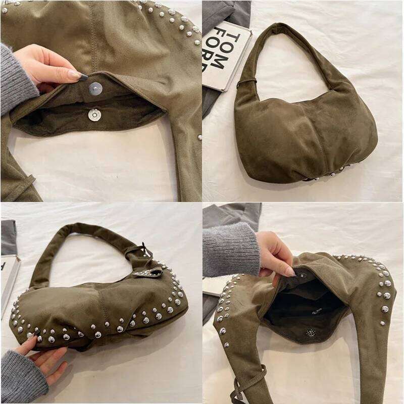 High Quality Deerskin Velvet Leather Handbag Luxury Female Underarm Satchel Purses And Designer Women Shoulder Crossbody Bags Y260205