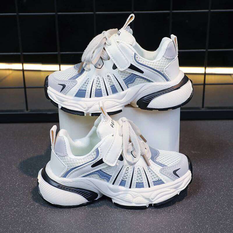 Girl's Color Block Mesh Breathable Chunky Shoes Comfy Non Slip Lace Up Durable Sneakers For Kid's Outdoor Activities 26Y0206