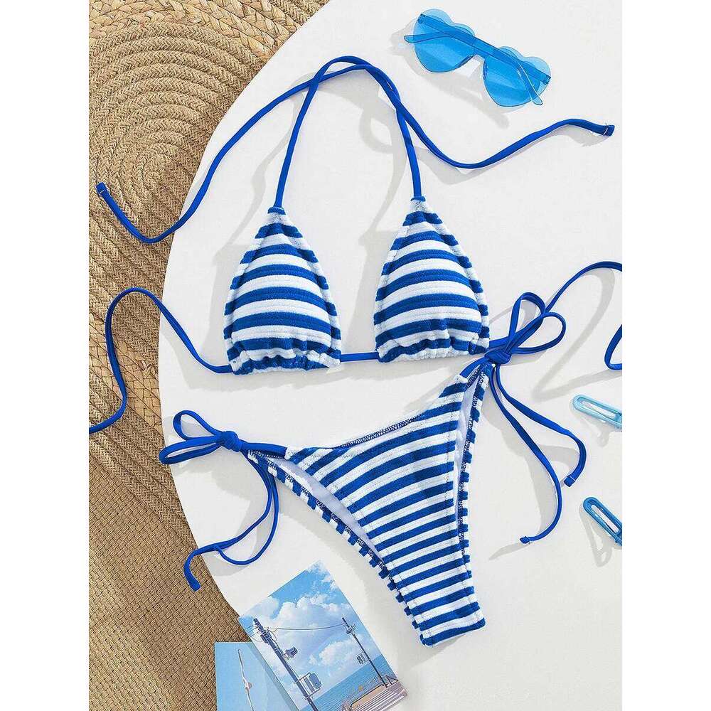 Push-Up Two-Piece Swimsuit 2025 New Triangle Bathing Suit Micro Beachwear Stripe Bikini Set Swimwear Trendy Mciro XJ260206