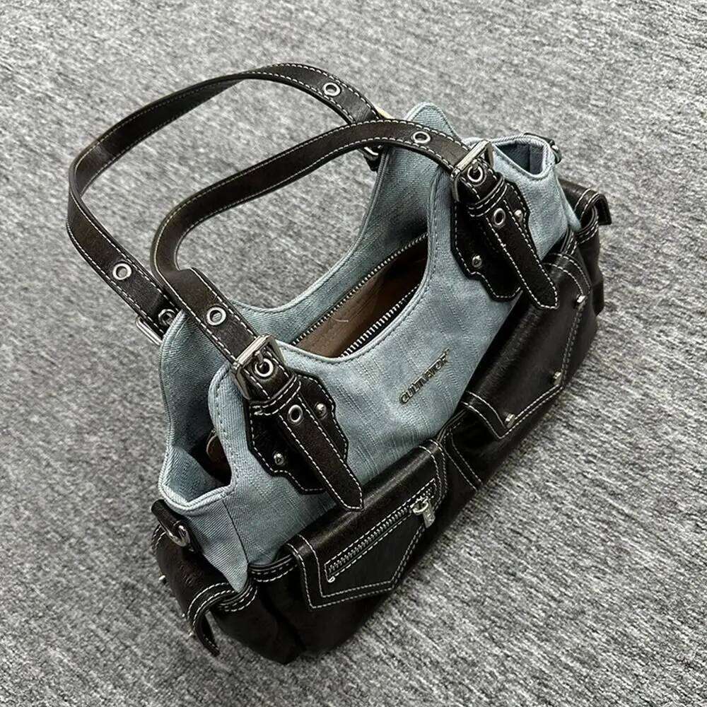 Women's Fashion PU Leather Shoulder Crossed Color Large Capacity Cowboy Backpack Multifunctional Underarm Bag Street Style Y260205