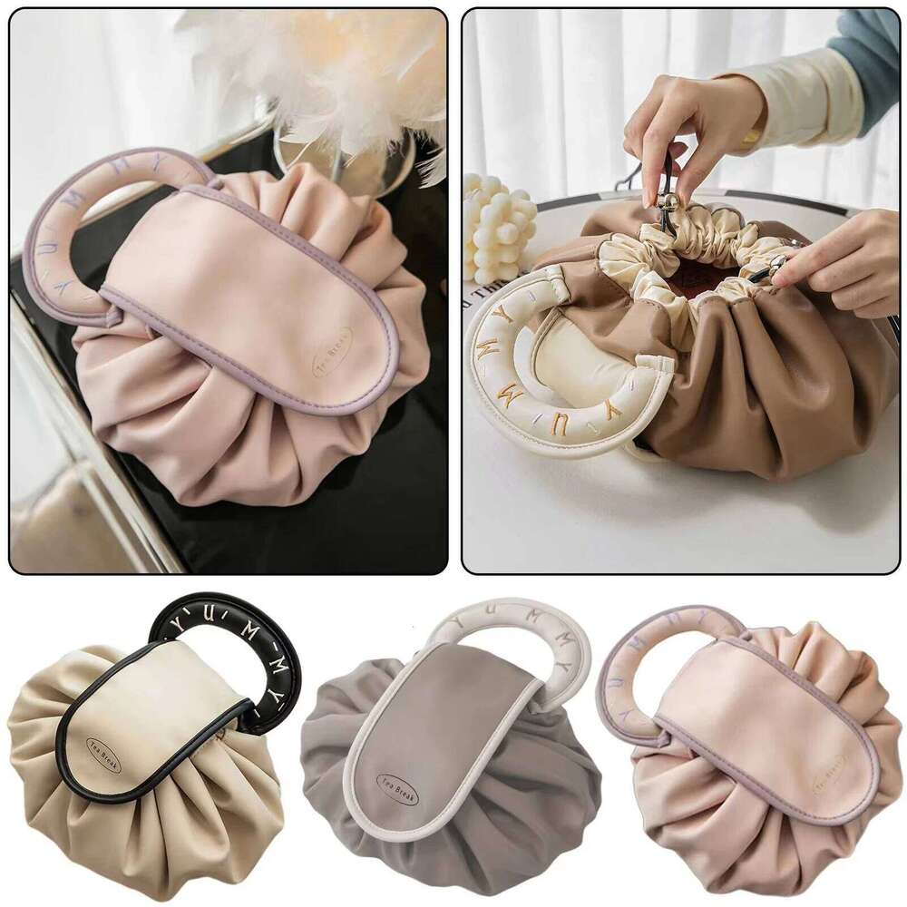 Portable Makeup Bag for Daily Use Fashion Women Large Capacity Travel Toiletry Bags Ladies Drawstring Cosmetic Storage Pouch Y260206