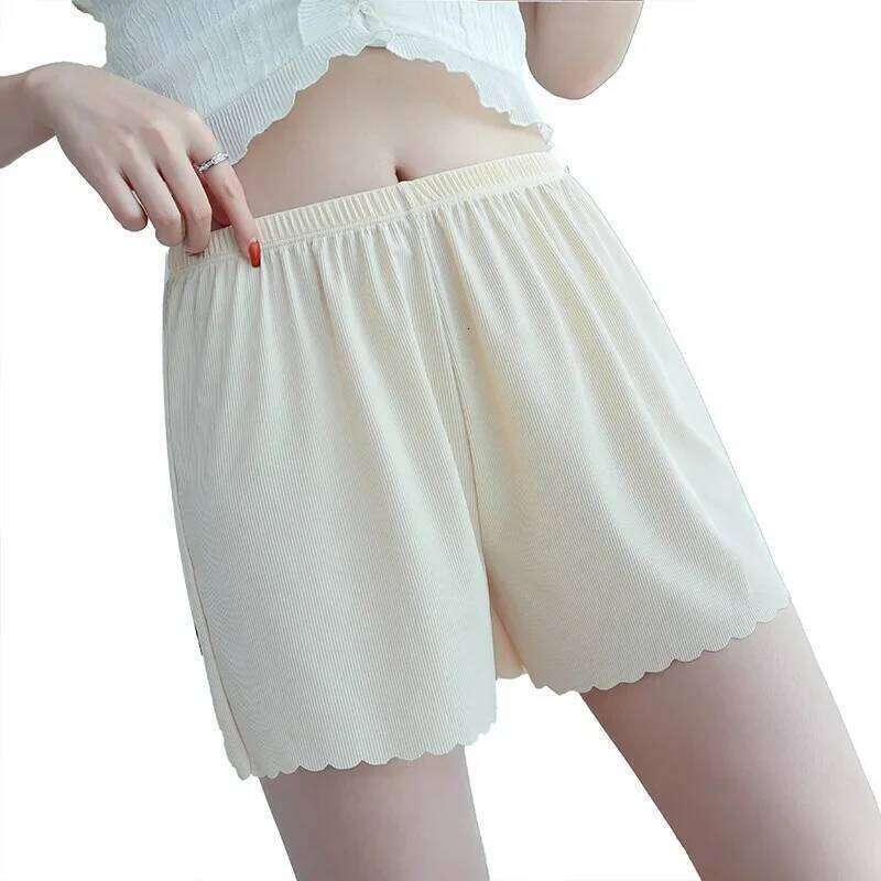 Home Casual Summer Thin Women's Anti-slip Safety Pants Ice Silk Leggings Wearing Loose Shorts Women XJ260206