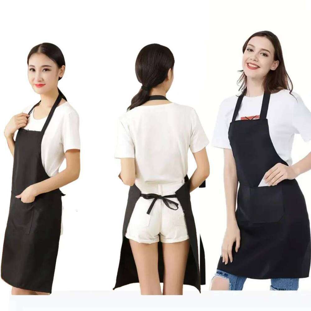 5Pcs Black Aprons with Large Pockets, Durable Polyester Fabric, Waterproof and Stain Resistant, Unisex Bbq Suitable for Home, Work, Restaurant Waiters