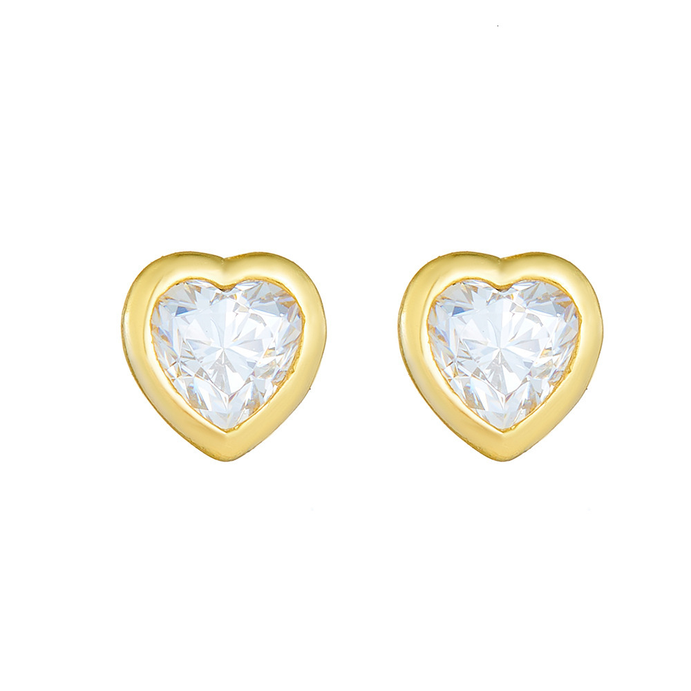 S925 Sterling Silver Zircon Heart Minimalist Style for Women Fresh Sweet Niche Elegant High-end Earrings
