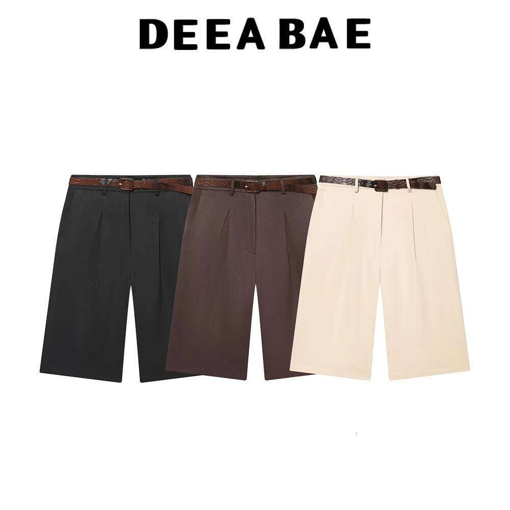 DEEABAE 2025 Winter New Women's Clothing Style Simple and Versatile High Waist with Belt Long Casual Pants C260206