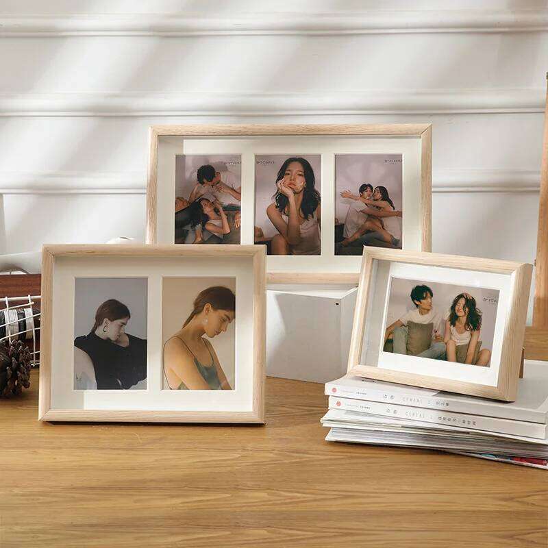 Photo table with cardboard 6 inch four hole combination photo hanging wall two or three picture frame wood S260205