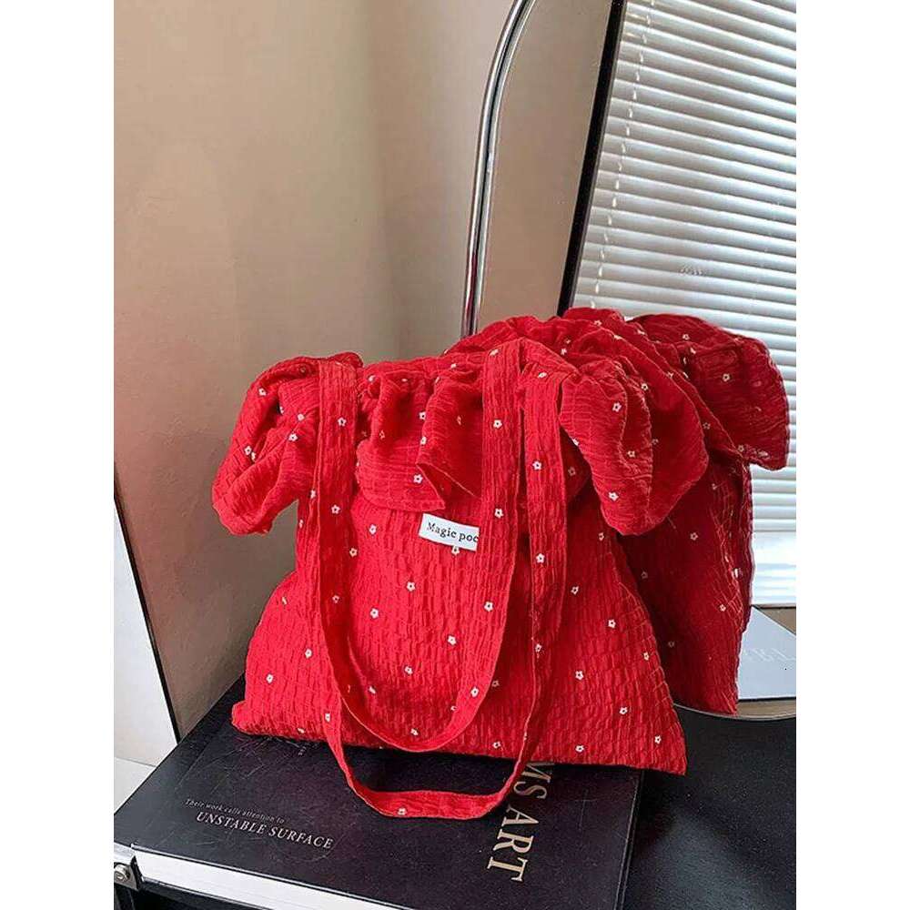 All-match Wave Point Chiffon Shoulder Large Capacity Fairy Mesh Handbag Commuting Korean Style Tote Bag Women Y260205
