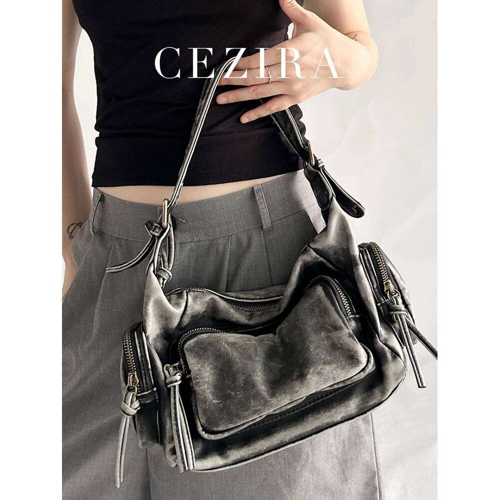 Women Retro Cool Preppy Street Style Shoulder Bag Washed PU Vegan Leather Vintage Functional Practical Cross body Handbag Casual Y260205