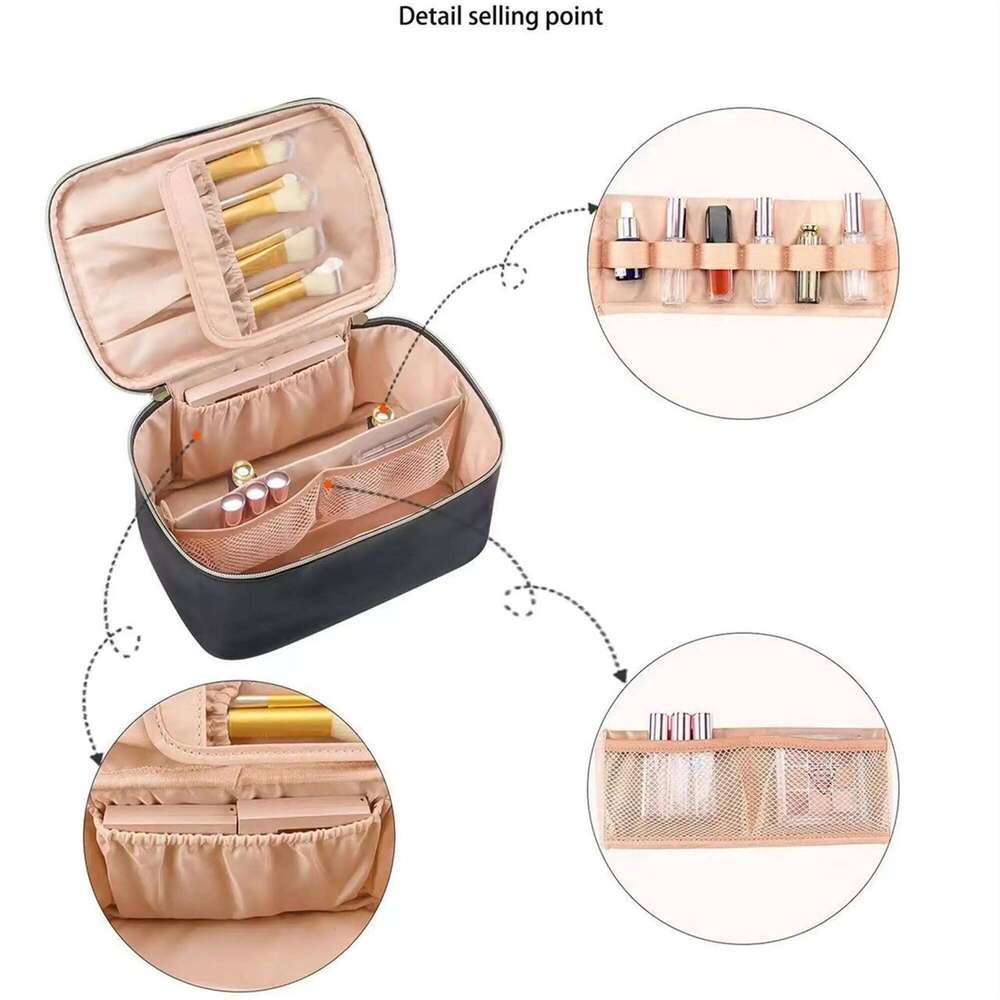 Customizable PU Leather Makeup Bag Personalized Monogram Name Cosmetic Case Bespoke Design Large Capacity Toiletry Organizer Y260206