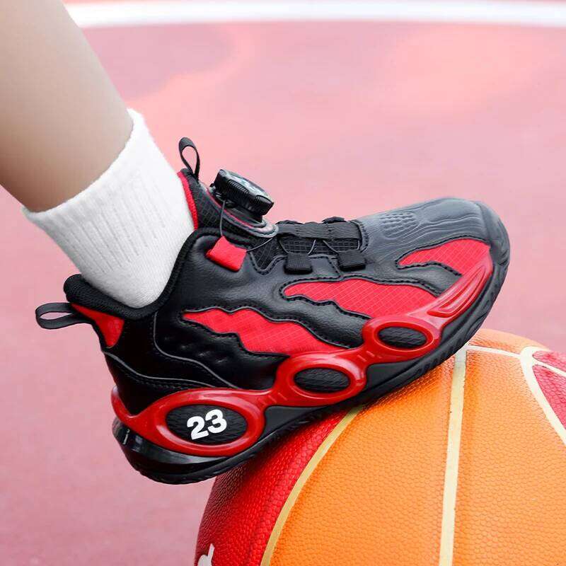 Fashion Basketball for Kids High-top PU Leather Sports Children Casual Shoes Boys Girls Comfortable Gym Trainers New 26Y0206