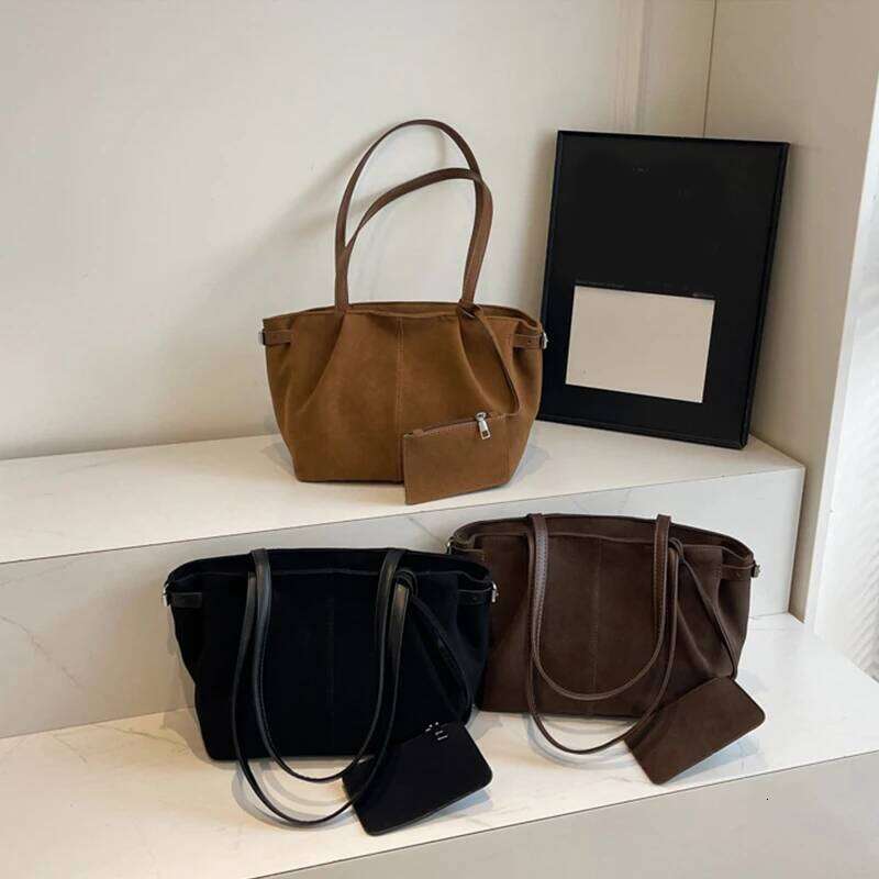 Shoulder for Women Large Suede Totes Lightweight Underarm Bag Casual Shopper Handbag Solid Color Travel Bucket Bags Y260205