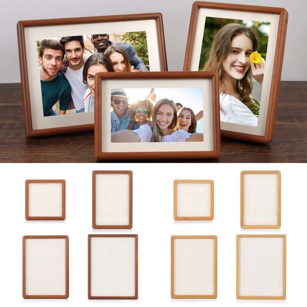 Fashion 6/7/8 Inch Black Walnut Real Wooden Simple Picture Handmade Display Photo Frame S260205
