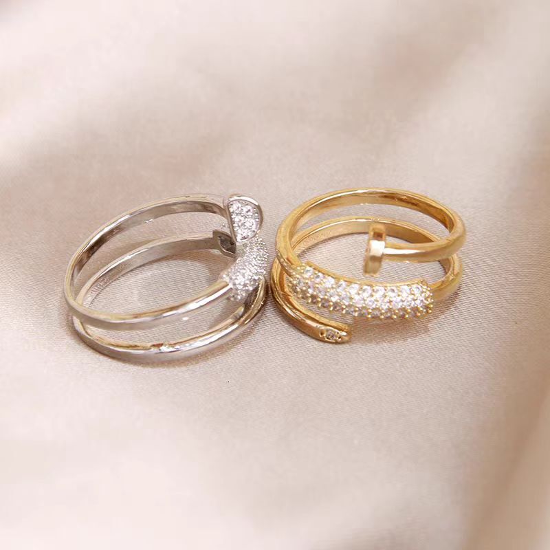 Ring Micro-Inlaid Zircon Three-Ring Open Ring With Unique Niche Design, Light Luxury Ring, Versatile And Elegant Ring