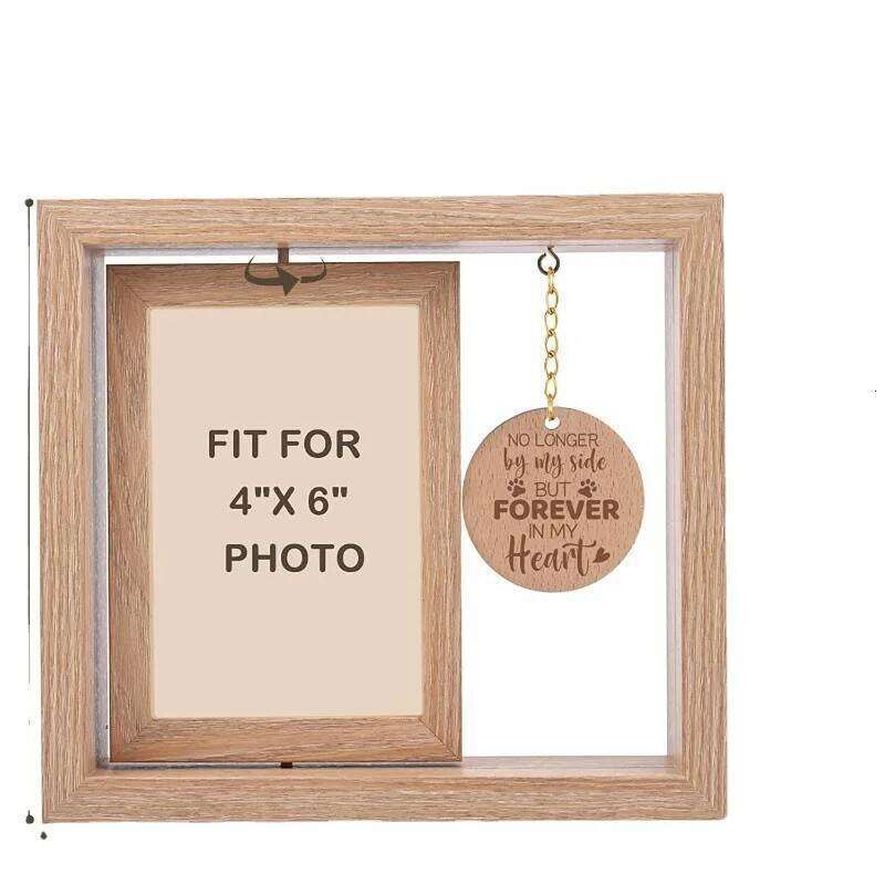 Wooden Postcard Solid Wood Rotatable Desktop Ornament Pet Commemorative Photo Frame S260205