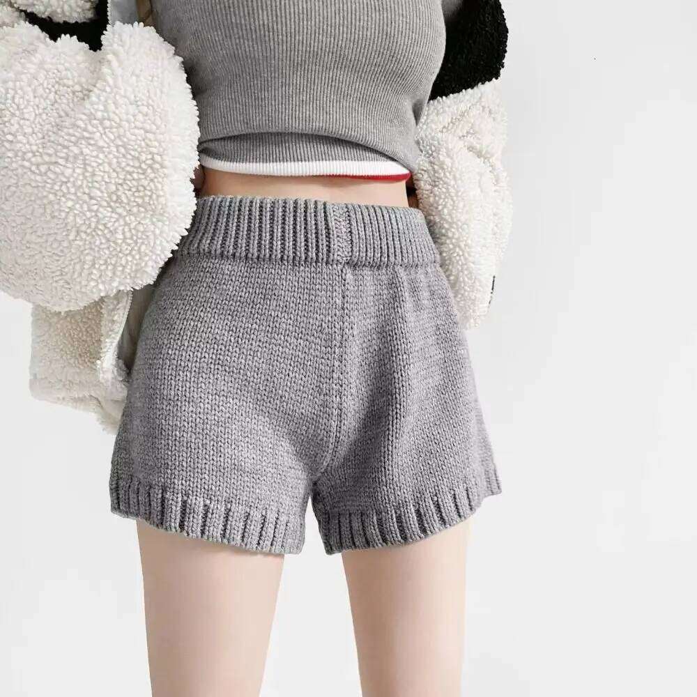 New Loose Knitted A-Line Bodycon Fit Slimming Pants Soft High Waist Shorts Female Fashion XJ260206