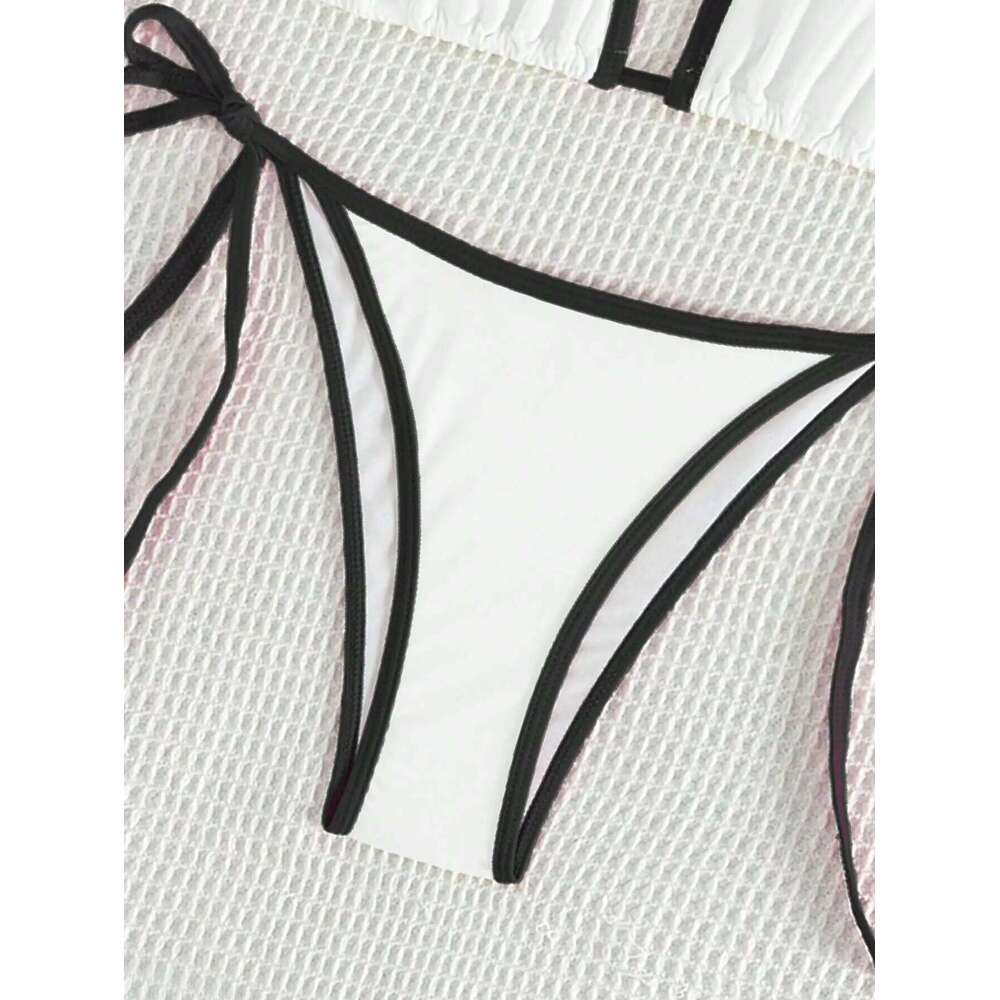 Summer white camisole bikini swimsuit set swimming and beach photo shoot for women XJ260206