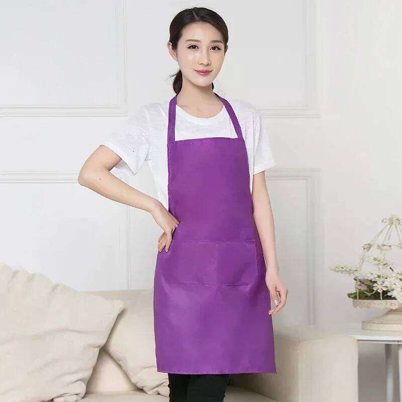 1PCS Adult Solid Color Apron For Kitchen And Restaurant Work Pinafore With Pockets S260205