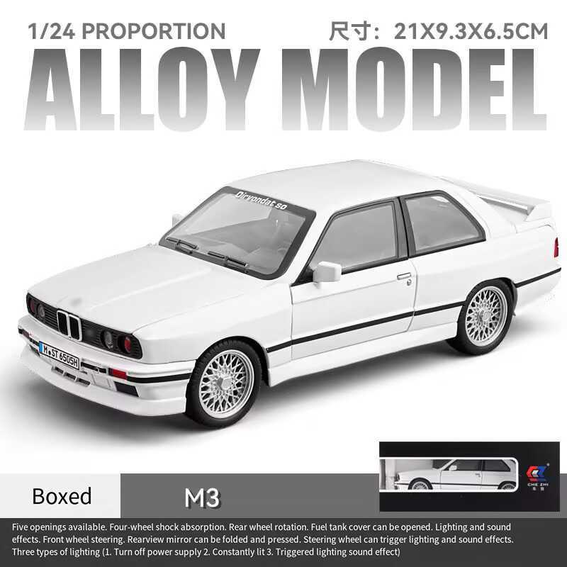 AR BOX Diecast Car 1/24 Scale BMW 3 Series E21 Car Model Alloy BMW E30 Play Vehicles Model Gift Ornament Toys for Boys Y251209