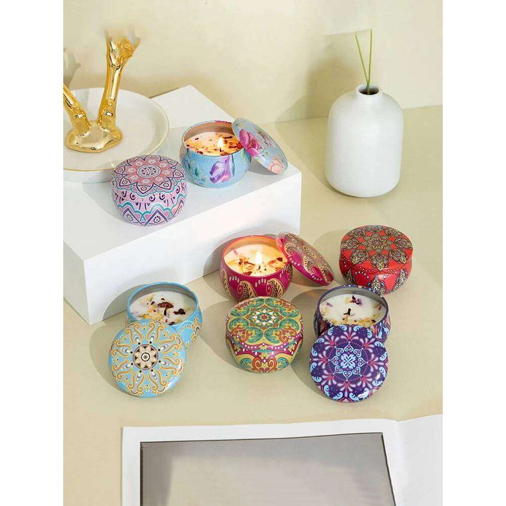 1pc Handmade DIY Jarred Scented Candle, Home Bedroom Air Freshener Ornament, Ethnic Series, Plant Fragrance S260205