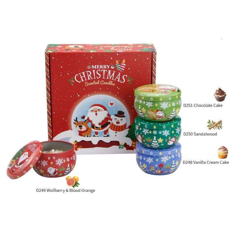 Y 4Pcs/Box Scented Candles Set Patterns Fragrance Jar DIY Smokeless Soybean Wax Candle for Kids Christmas Gift S260205