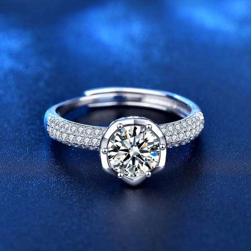 Xjz027 Classic Luxury Real Solid 925 Sterling Silver Ring 1.0Ct Moissanite Diamond Wedding Jewelry Rings Engagement For Women