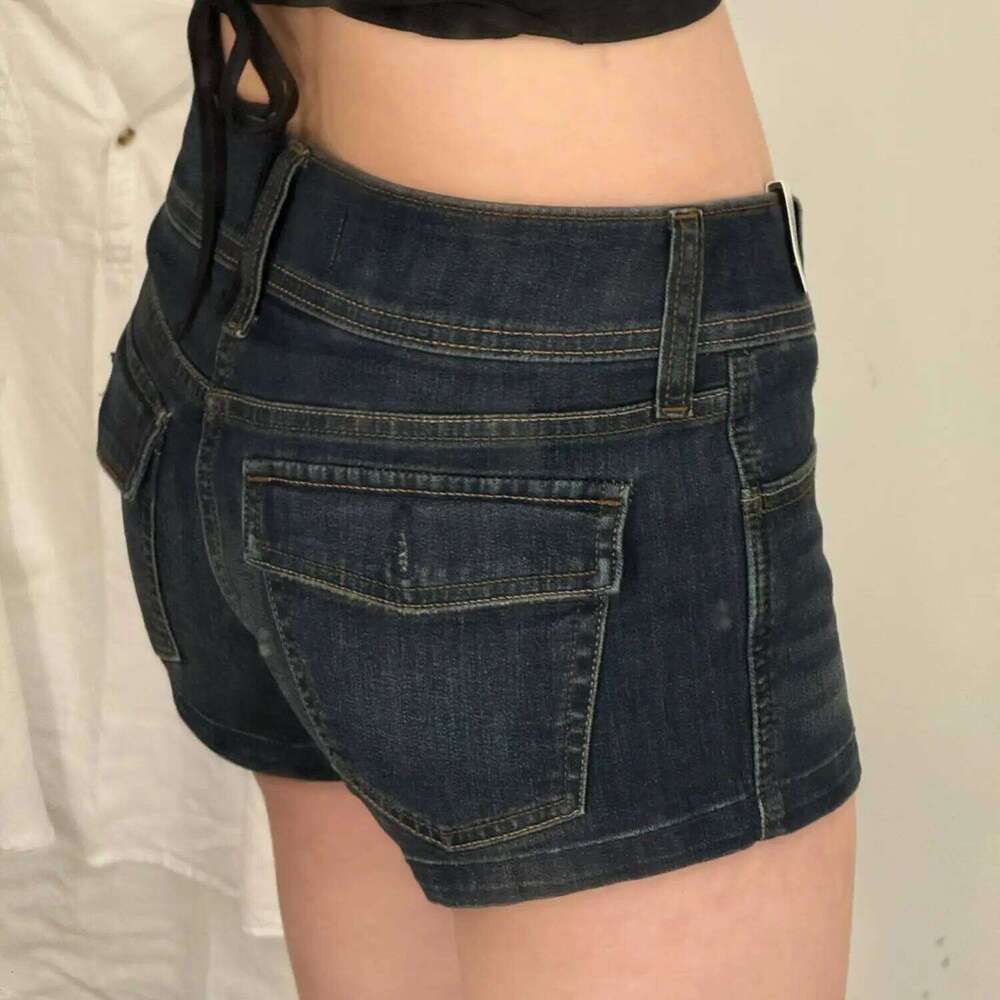 Girl Low Waist Denim Super Short Shorts Women Summer New American Deep Blue High Street Bodycon A- Line Hot Pants H260206