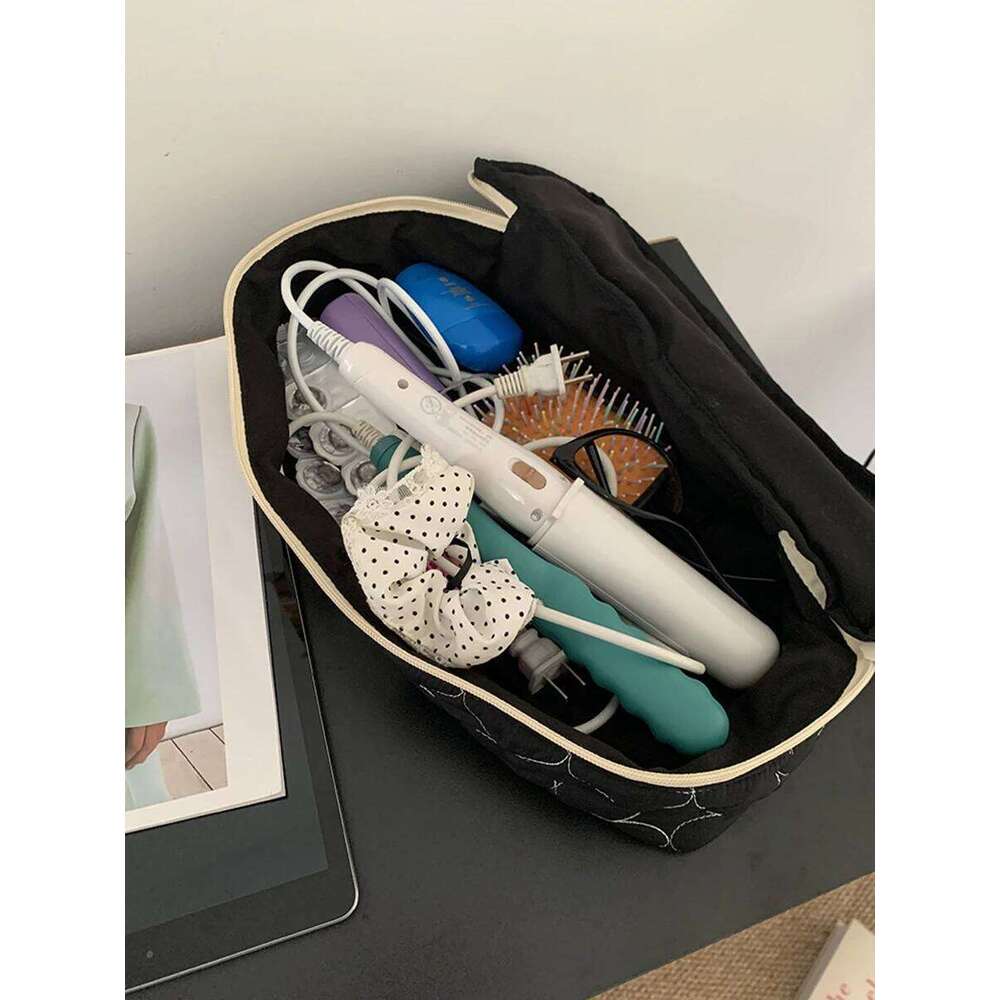 Fashion Large Capacity Hair Dryer Storage Portable Cosmetic Women Makeup Case Toiletry Bag Travel Organizer Y260206