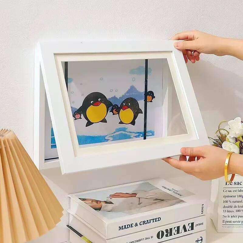 A4 Artwork White Frame Wood Paint Changeable With Acrylic Front Opening Holds 150 Pictures, Frames For Kids Art S260205