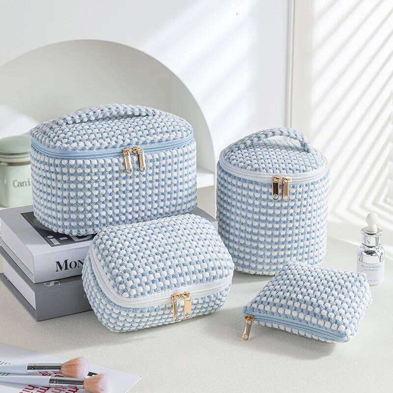 Stylish Corduroy Makeup Bag Set Women,Large Capacity with Multiple Compartments, Ideal for Travel & Daily Cosmetics Storage Y260206
