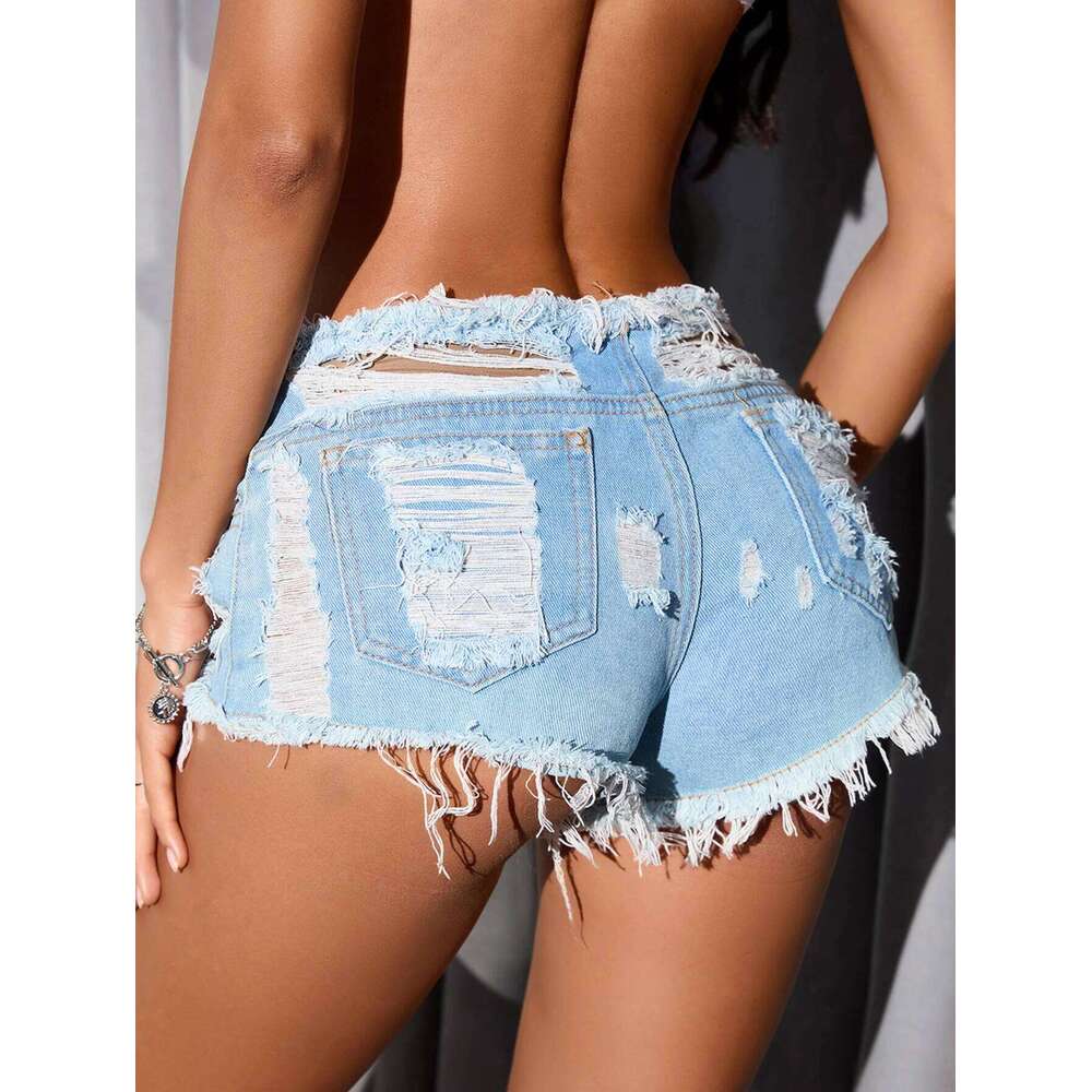 Sexy hole denim women 2025 summer night club party short jeans y2k streetwear hot pants twerk shorts jean woman clothing XJ260206