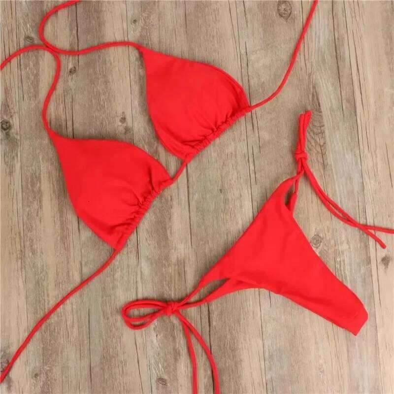 Bikini Swimsuit with Three Points of Sexy Adjustable Lacing and Built-in Cup - Multi-color Swimwear Woman 2025 High Waisted Z260206
