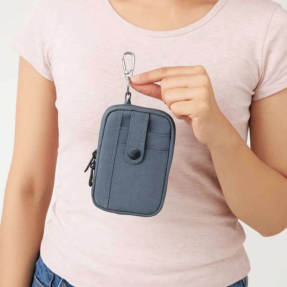 Portable Multifuctional Canvas Coin Purse Solid Color Square Earphone Lightweight Card Holder Mini Storage Bag Unisex Y260206