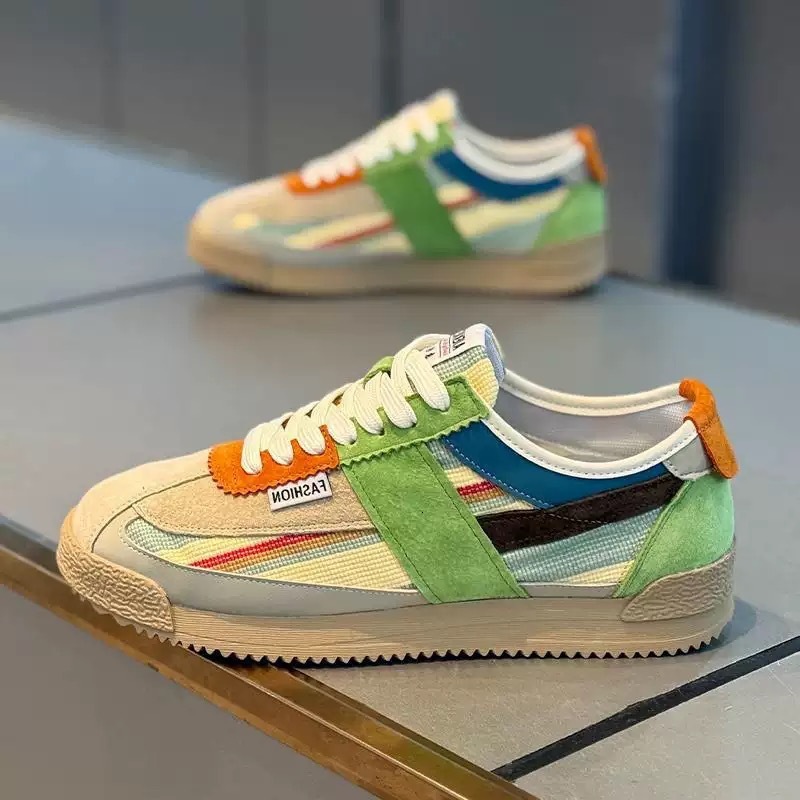 Men's 2025 Spring Summer New Breathable Casual German Training Forrest Gump Shoes Korean Version Versatile High-Value Color Matching Couple Sneak